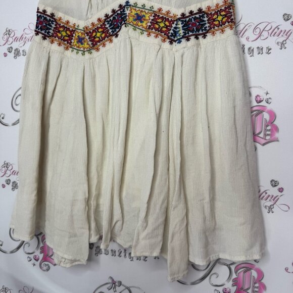Free people dress Aztec embroidered embroidery cream white boho hippie flowy - Picture 10 of 13